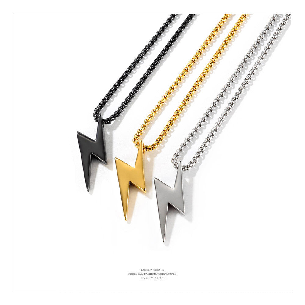 Personalized DIY lightning tide men and women couple necklace pendant hip-hop titanium steel jitterbug bungee sweater chain cool