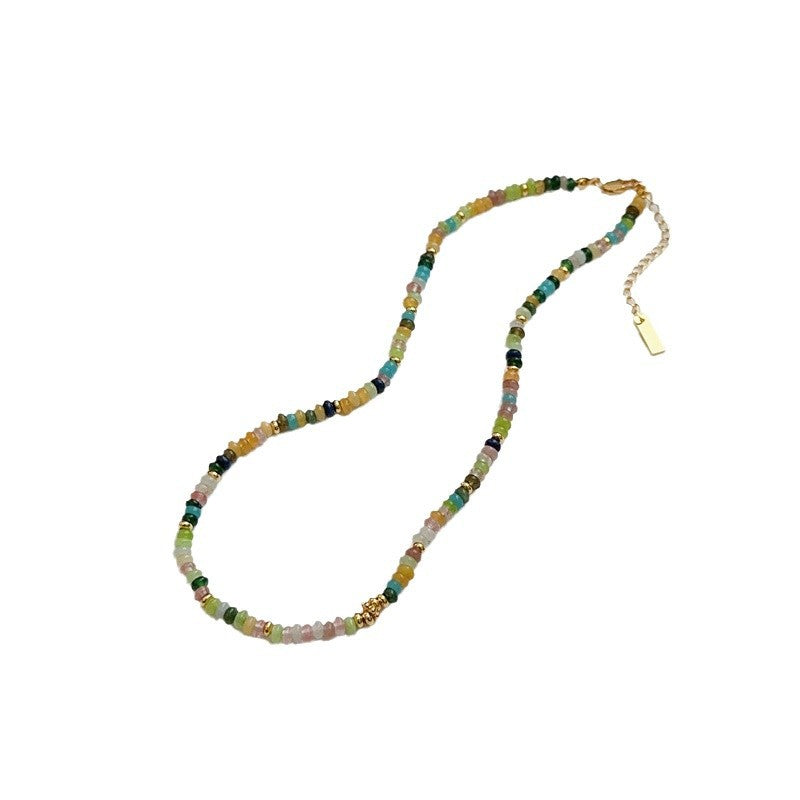 2025Dopamine natural stone colorful glaze beads necklace female new collarbone chain Hundreds of chain accessories