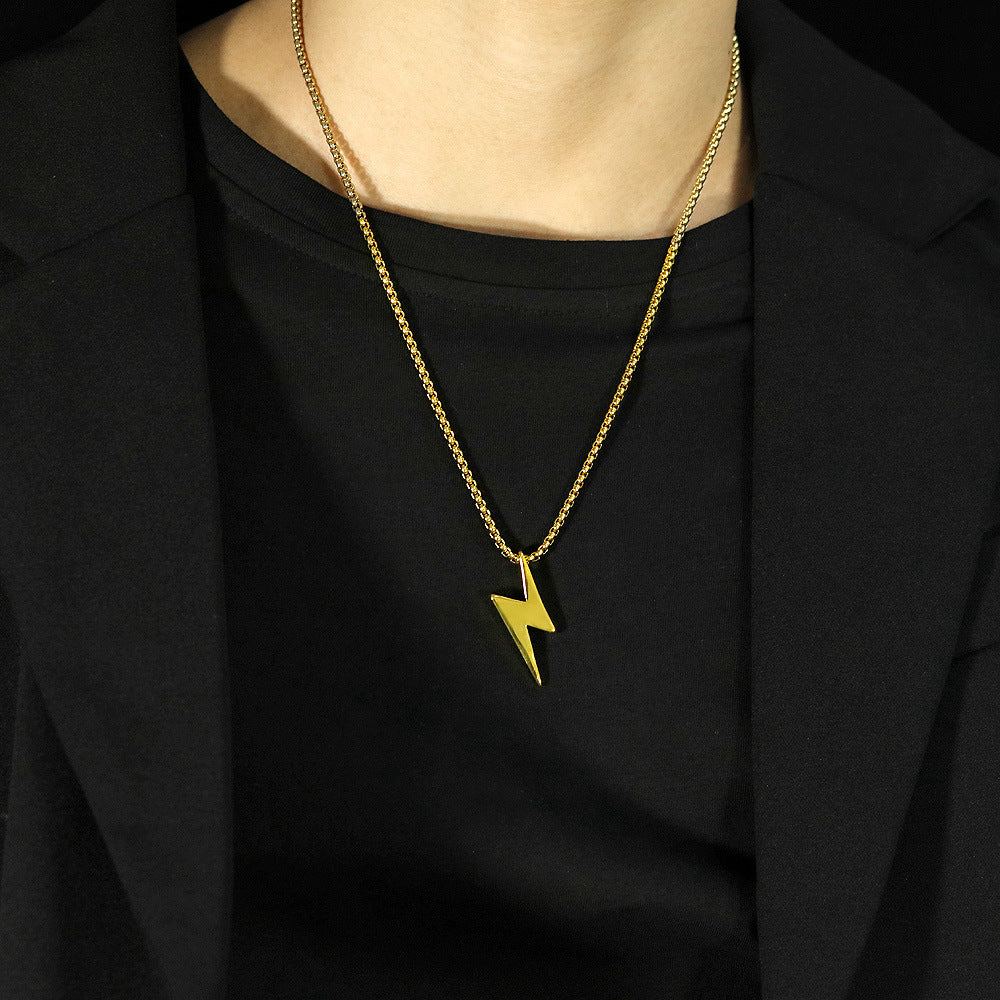 Personalized DIY lightning tide men and women couple necklace pendant hip-hop titanium steel jitterbug bungee sweater chain cool