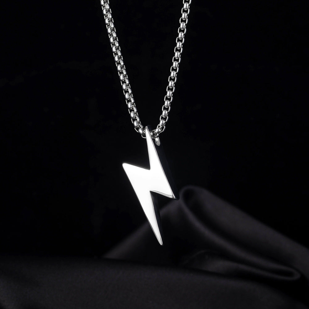 Personalized DIY lightning tide men and women couple necklace pendant hip-hop titanium steel jitterbug bungee sweater chain cool
