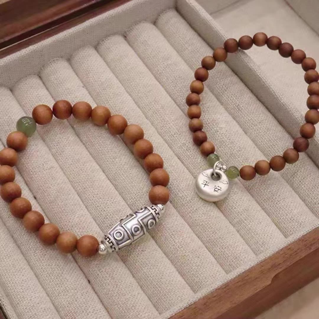 S999 sterling silver peace and field jade string dzi female retro do old ethnic wind new live explosive silver jewelry