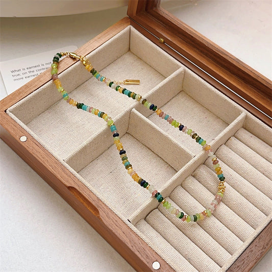 2025Dopamine natural stone colorful glaze beads necklace female new collarbone chain Hundreds of chain accessories