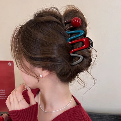 Colorful wave pearl scratch clip large shark clip hairpin female 2025 new senior sense clip hair accessories