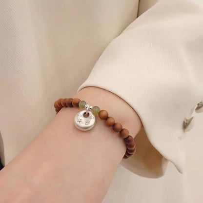S999 sterling silver peace and field jade string dzi female retro do old ethnic wind new live explosive silver jewelry