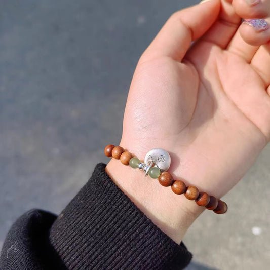 S999 sterling silver peace and field jade string dzi female retro do old ethnic wind new live explosive silver jewelry