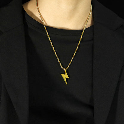 Personalized DIY lightning tide men and women couple necklace pendant hip-hop titanium steel jitterbug bungee sweater chain cool