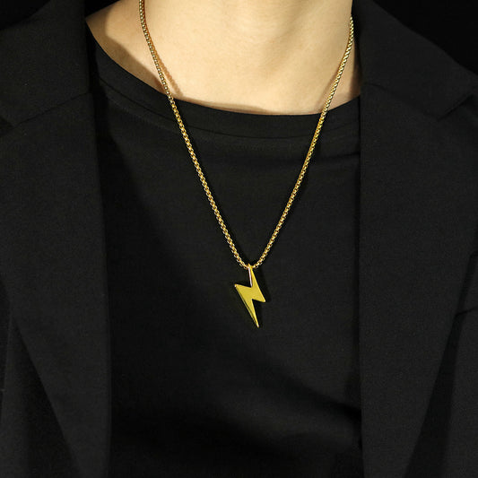 Personalized DIY lightning tide men and women couple necklace pendant hip-hop titanium steel jitterbug bungee sweater chain cool