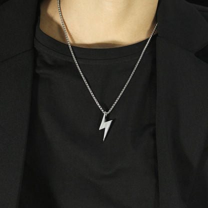 Personalized DIY lightning tide men and women couple necklace pendant hip-hop titanium steel jitterbug bungee sweater chain cool